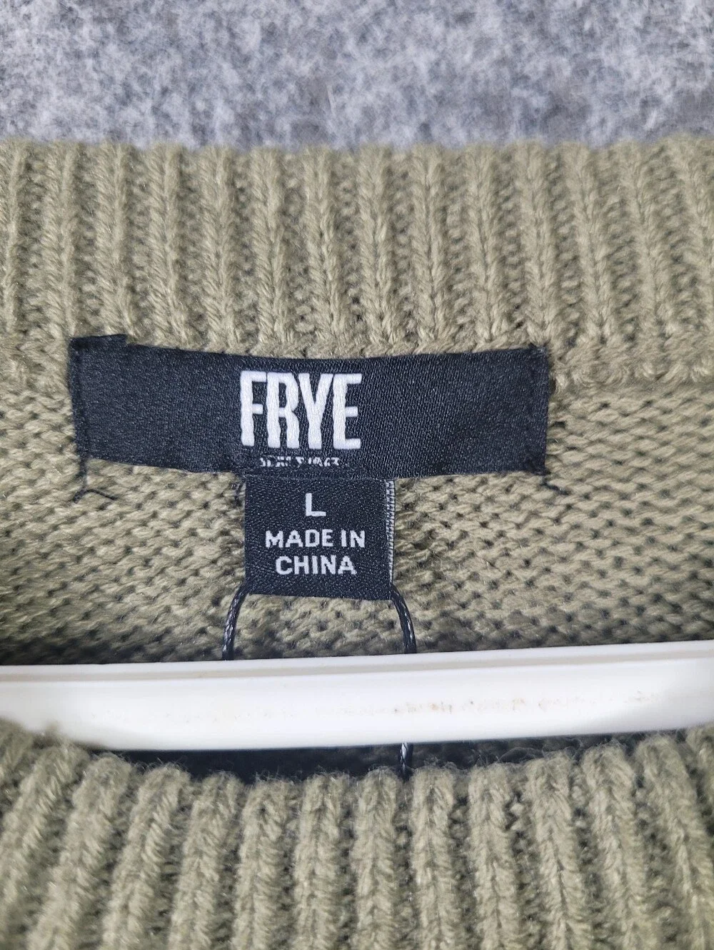 Frye Men L Sweater Olive Green Cable Knit Military Commando Pullover NWT